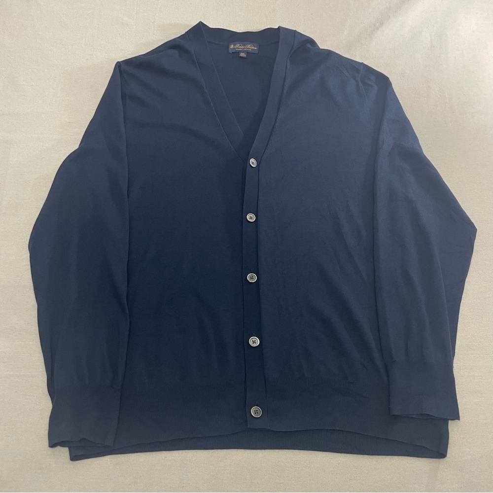 Brooks Brothers Cardigan Mens XXL Navy Supima Cotton Button Front Preppy Grandpa